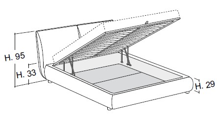 L. 115 cm x P. 236 cm (materasso 90 x 200) L. 125 cm x P. 236 cm (materasso 100 x 200) L. 145 cm x P. 236 cm (materasso 120 x 200)
