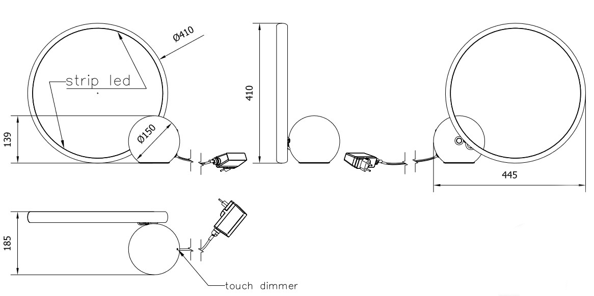 Circle Bontempi Casa Table Lamp dimensioni