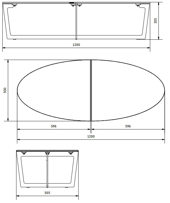 Cross Bontempi Casa Oval Coffee Table sizes