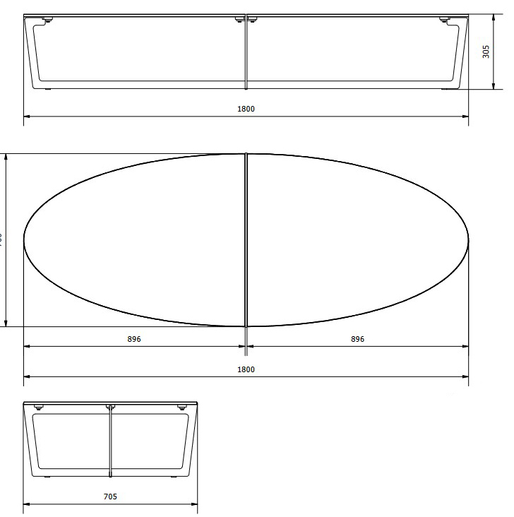 Cross Bontempi Casa Oval Coffee Table sizes