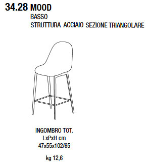 Mood 34.28 stool Bontempi Casa dimensions