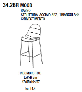 mood 34.28R stool Bontempi Casa dimensions