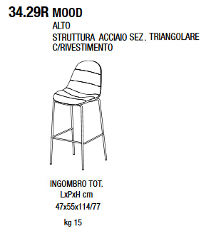 mood 34.29R stool Bontempi Casa dimensions