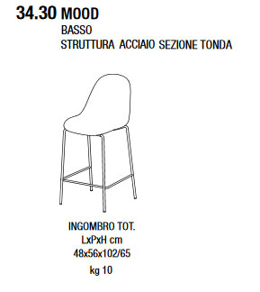 Mood 34.30 stool Bontempi Casa dimensions