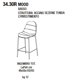 Mood 34.30R stool Bontempi Casa dimensions