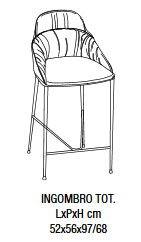 Dimensions of the Queen Bontempi Casa stool