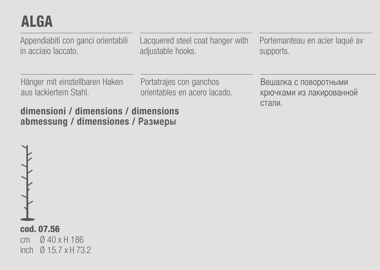 Alga Coat Racks Bontempi Casa dimensions
