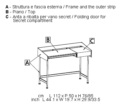 secret bontempi casa desk sizes