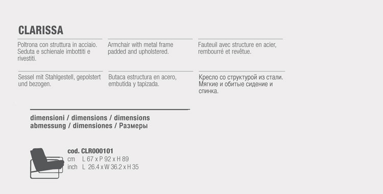 Clarissa Armchair Bontempi Casa sizes