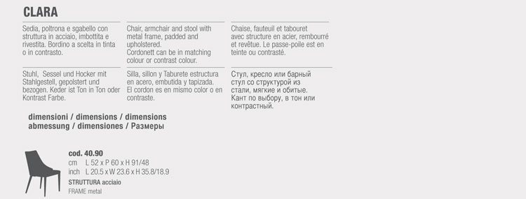 Clara chair Bontempi Casa 40.90 sizes