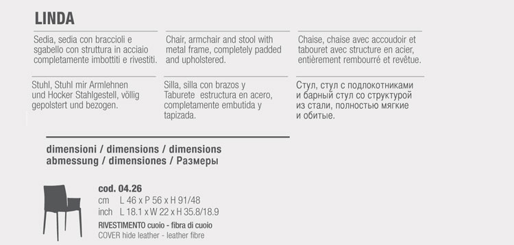 Linda Chair Bontempi Casa high backrest sizes