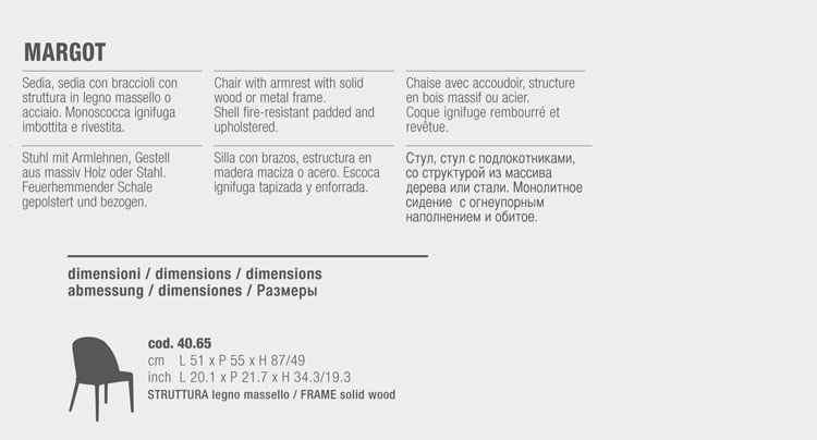 Margot Chair Bontempi Casa in wood sizes