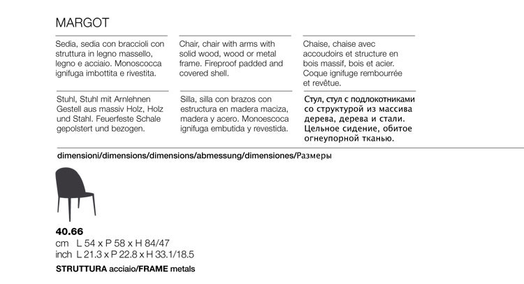 Margot Chair Bontempi Casa in steel sizes