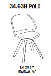 polo chair bontempi casa wood 34.63R dimensions