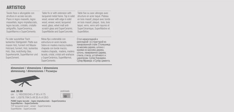 Artistico Bontempi Casa 20.59 extendable table dimensions