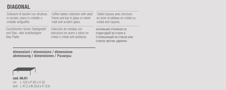Diagonal Coffee-table Bontempi Casa 06.01 sizes