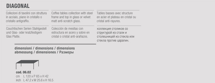 Diagonal Coffee-table Bontempi Casa 06.02 sizes