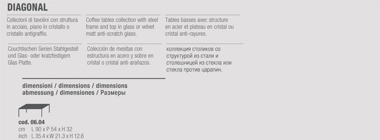 Diagonal Coffee-table Bontempi Casa 06.04 sizes