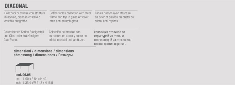 Diagonal Coffee-table Bontempi Casa 06.05 sizes