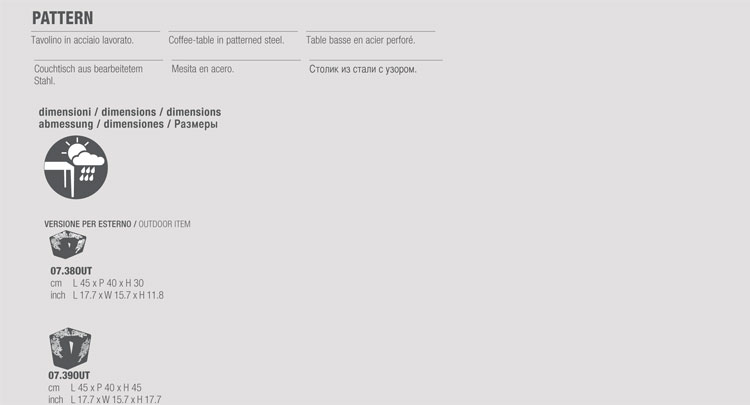 Pattern coffee-table Bontempi Casa for outdoor sizes