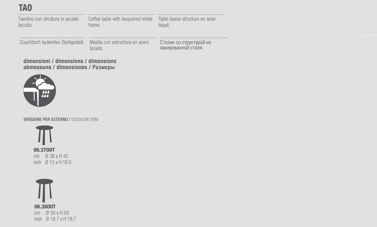 Tao coffee-table Bontempi Casa for outdoor sizes