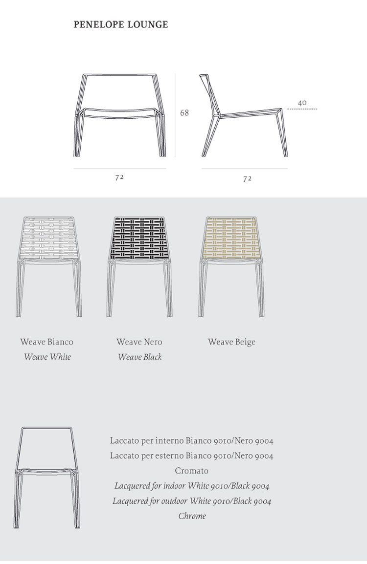 Penelope Weave Lounge Chair Casprini dimensions and colors