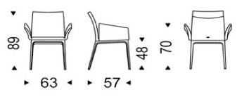 Arcadia Chair Cattelan Italia with armrests dimensions and sizes