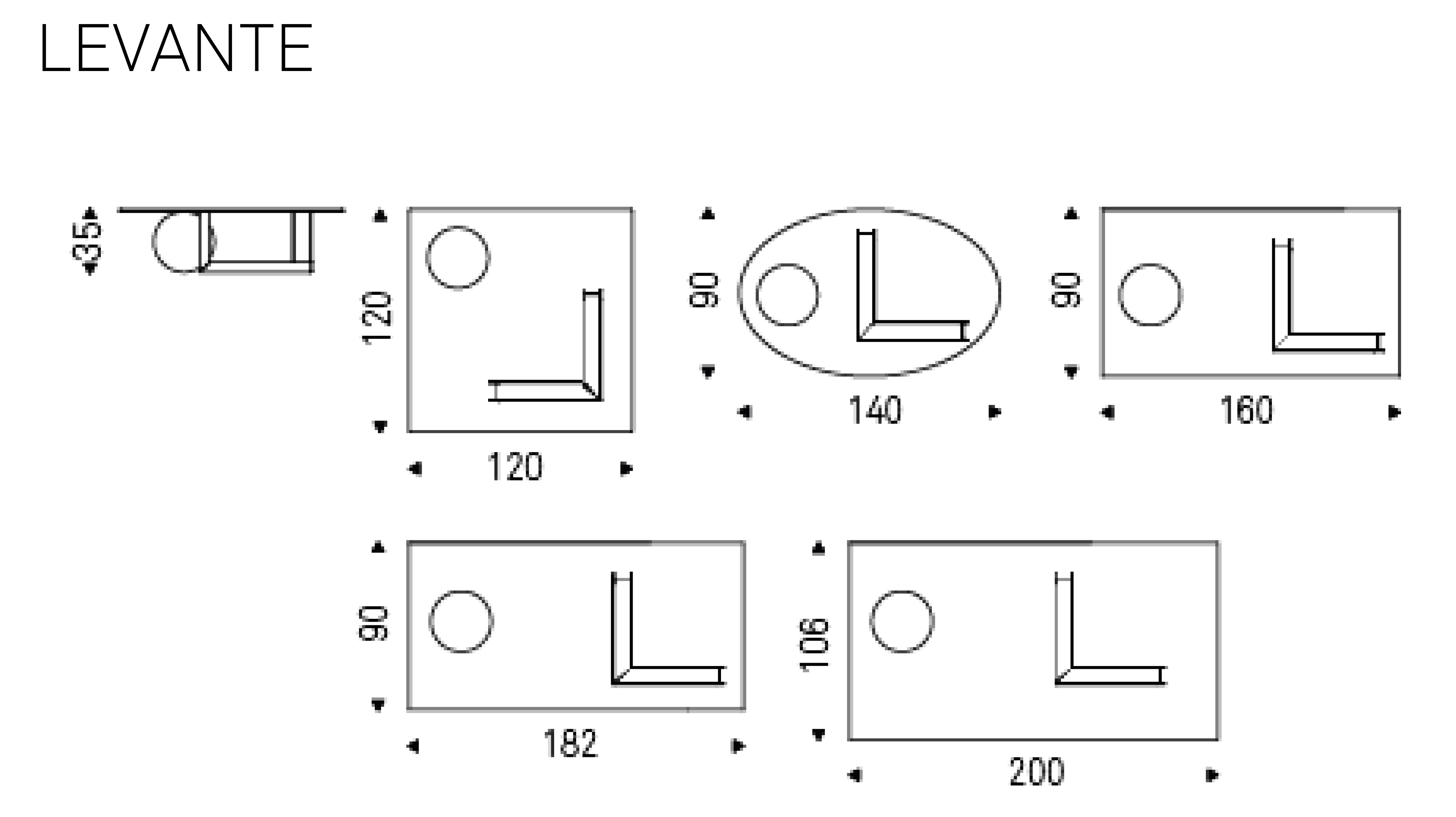Coffee table Levante Cattelan Italia dimensions