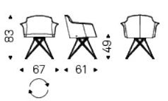 Flaminia Chair Cattelan Italia with armrests dimensions and sizes