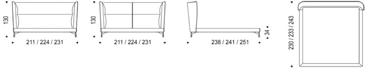 Ludovic Bed Cattelan Italia dimensions and sizes