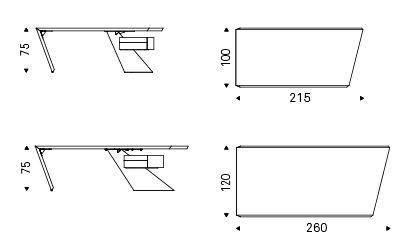 Nasdaq Desk Cattelan Italia dimensions and sizes