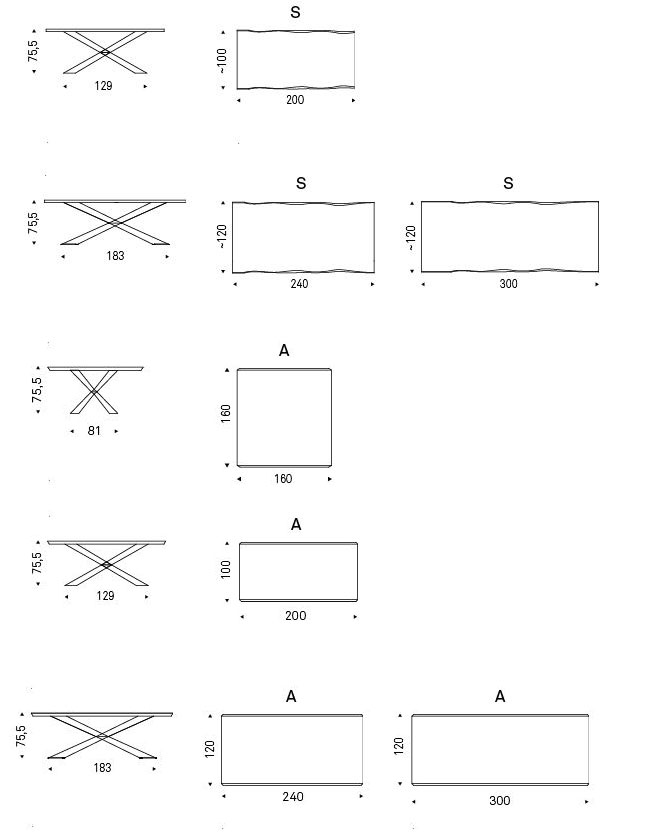 Spyder Wood Table Cattelan Italia dimensions and sizes