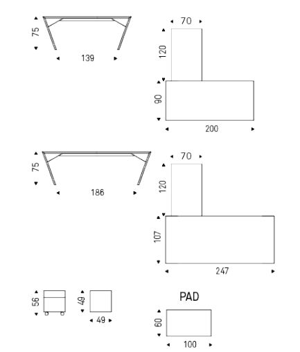 Vega Desk Cattelan Italia dimensions and sizes