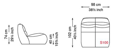 Dimensions of the Spencer Cattelan Italia Armchair