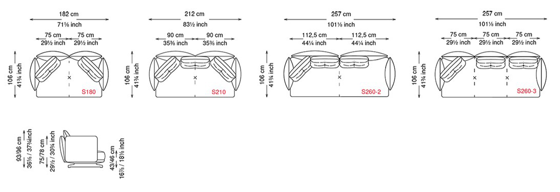 Douglas Cattelan Italia Sofa Dimensions