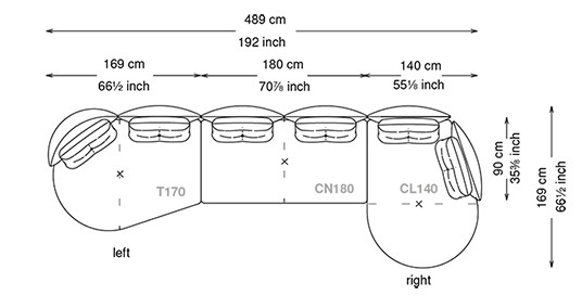 Douglas Cattelan Italia Sofa Dimensions
