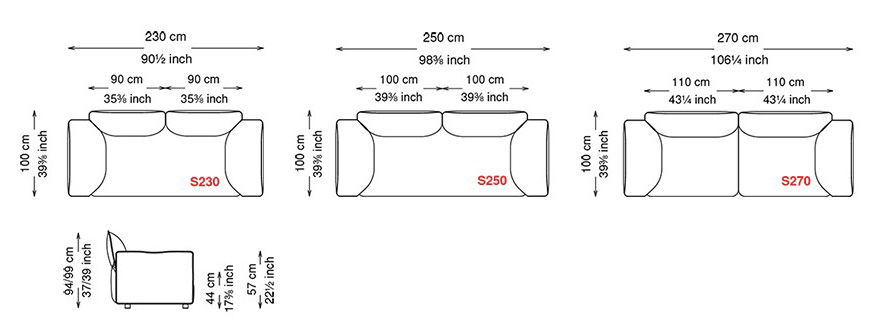 Sinatra Cattelan Italia Sofa Dimensions