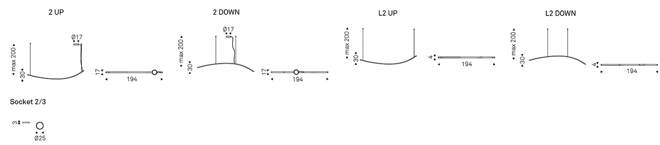 Dimensions of Katana Magnum Lamp by Cattelan Italia