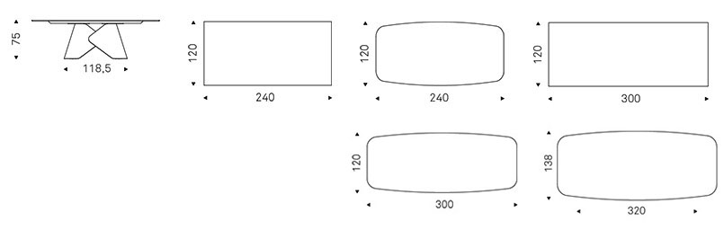 Scott Keramik Table Cattelan Italia sizes