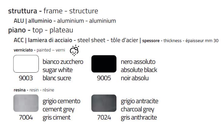Table pure evo colico finishes