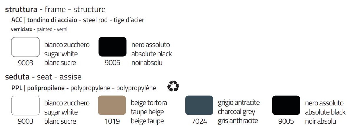 Colico Rapper chair finishes