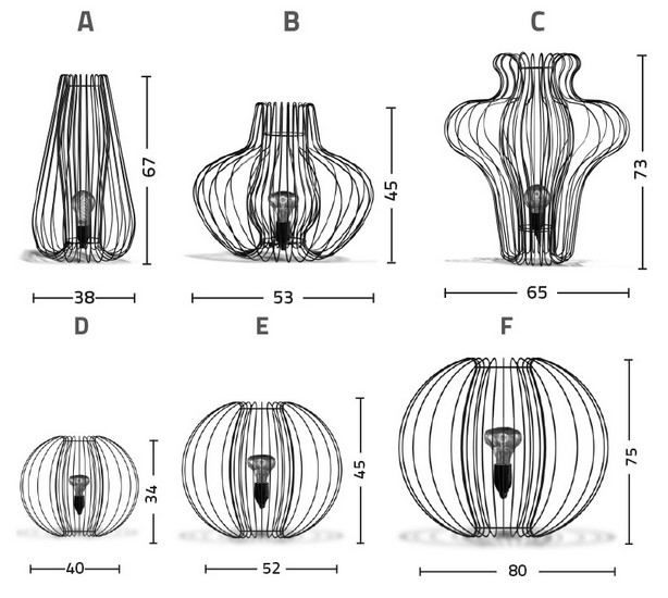 Dimensions of Colico Can Can Suspension Lamp