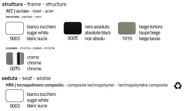 Finishes of Colico Bip Chair
