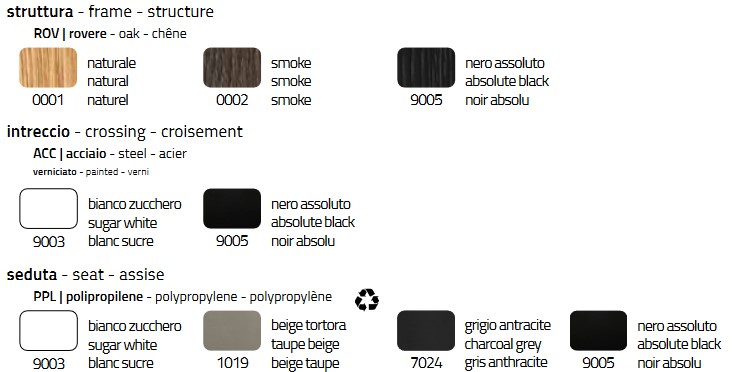 Colico Rap Wood Chair Finishes