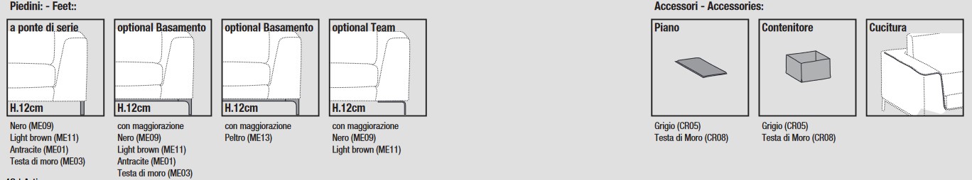 Features of Artis Sofa Ditre Italia for 2 and 3 linear seats