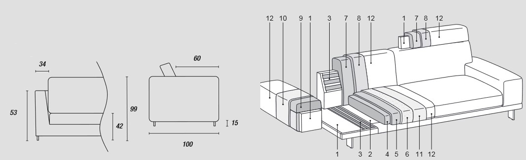 Features of Blake High Sofa Ditre Italia - 2 and 3-Seater Sofa