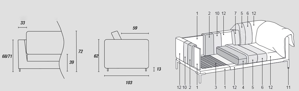 Features of the modular Ditre Italia Drop Sofa
