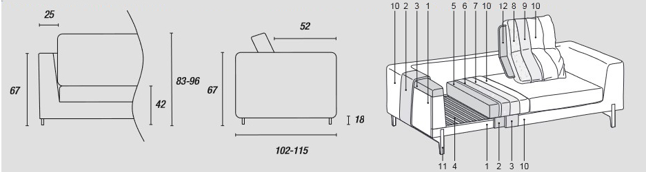 Features of Ditre Italia Kim High Linear Sofa with Two and Three Seats