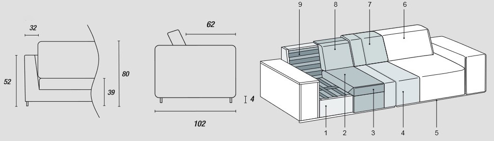 Features of the Ditre Italia Monolith 2 and 3 Seater Linear Sofa