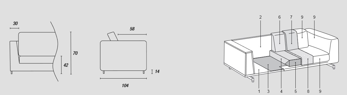 Features of St. Germain Sofa Ditre Italia 2 and 3 seater linear